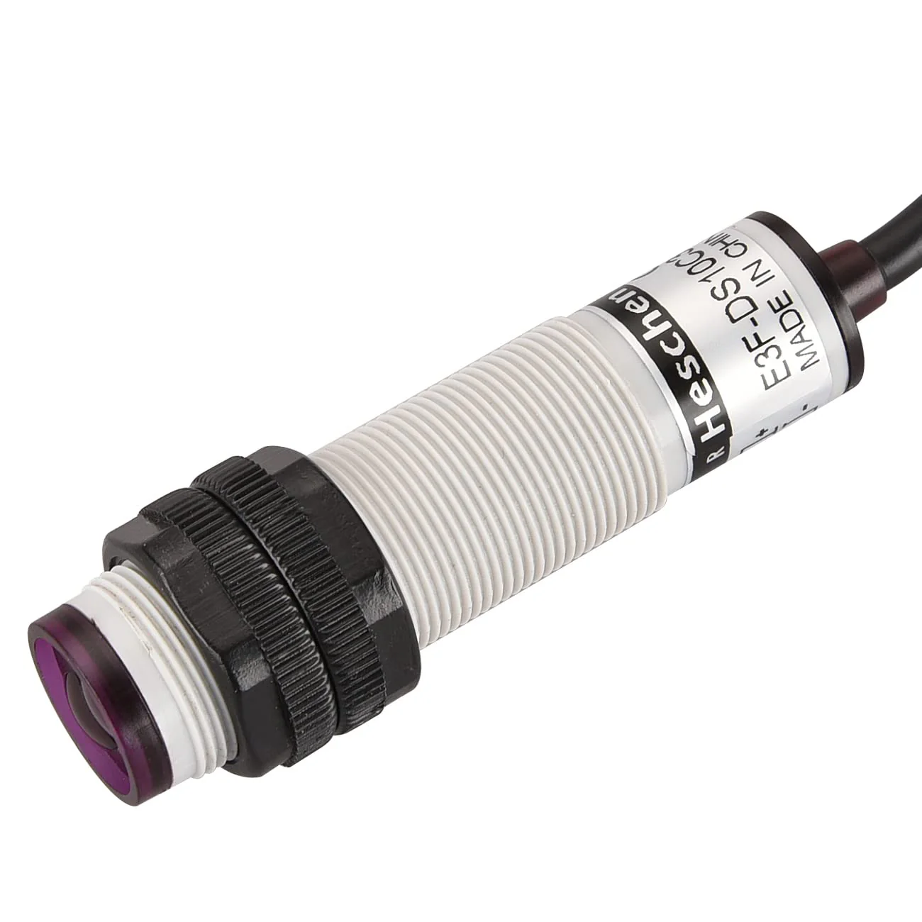 Heschen M18 Column Infrared Photoelectric Proximity Switch Diffusion Type E3F-DS10C3 Detection Distance 10cm 10-30V DC 200mA NPN NO+NC 4 Cables - Image 3