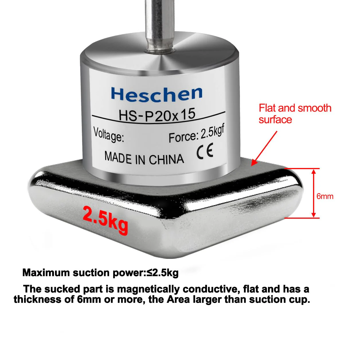 heschen Solenoid Solenoid Valve P20/15, OD: 20 mm, DC 5 V, 2.5 kg/2500 g - Image 3