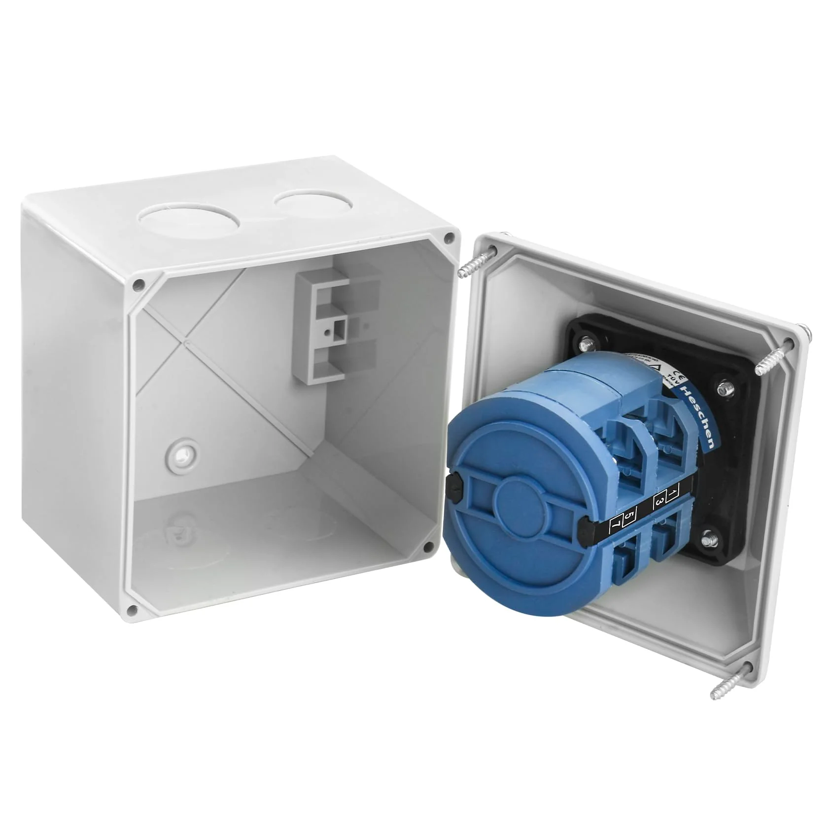Heschen Universal Rotary Cam Selector Changeover Switch, SZW26-63/D202.2D, 660V 63A, ON-Off-ON, 3 Position 2 Phase 8 Terminals, with Master Switch Exterior Box, Gray - Image 8