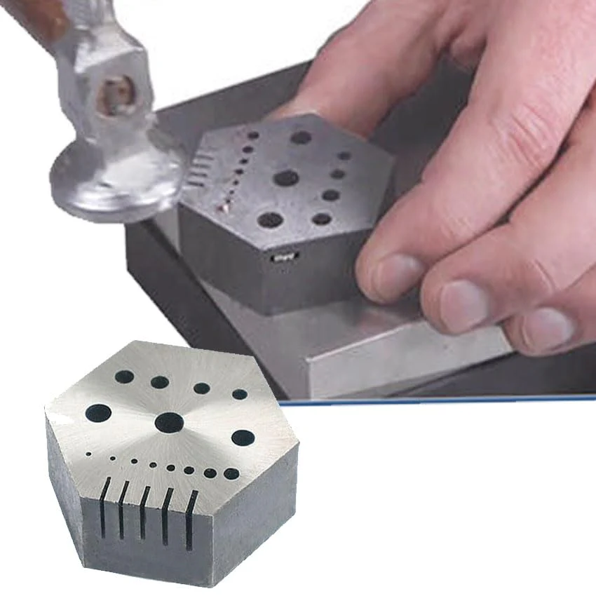 Hexagonal Steel Riveting Anvil Block 7/8" Thick Multi-Functional Bench Hex Steel Block Drilling Jewelry Watchmakers, Craftsman - Image 5