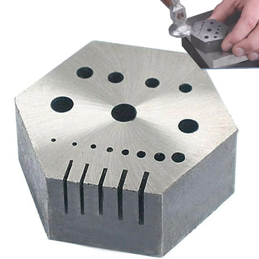 Hexagonal Steel Riveting Anvil Block 7/8" Thick Multi-Functional Bench Hex Steel Block Drilling Jewelry Watchmakers, Craftsman - Image 6