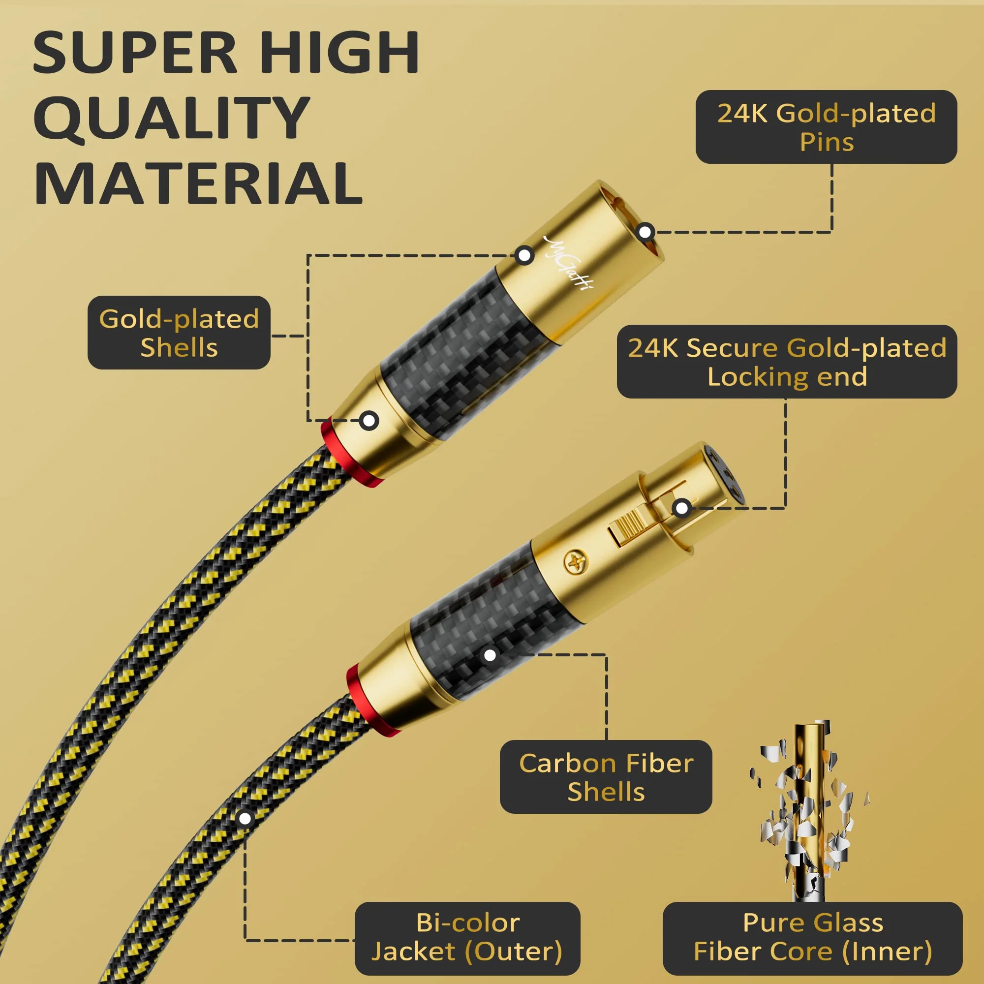 Hi-Fi XLR to XLR Microphone Cable 100 Feet, Male to Female Cable, 3 Pin Balanced XLR Cable, 16AWG Silver Plated Copper, Multiple Shield, Nylon Braided Cord for Real HiFi System, Audiophile - Image 2