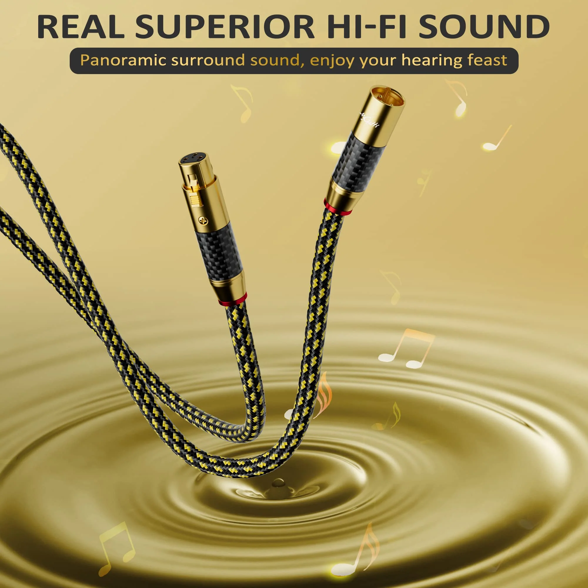 Hi-Fi XLR to XLR Microphone Cable 100 Feet, Male to Female Cable, 3 Pin Balanced XLR Cable, 16AWG Silver Plated Copper, Multiple Shield, Nylon Braided Cord for Real HiFi System, Audiophile - Image 3
