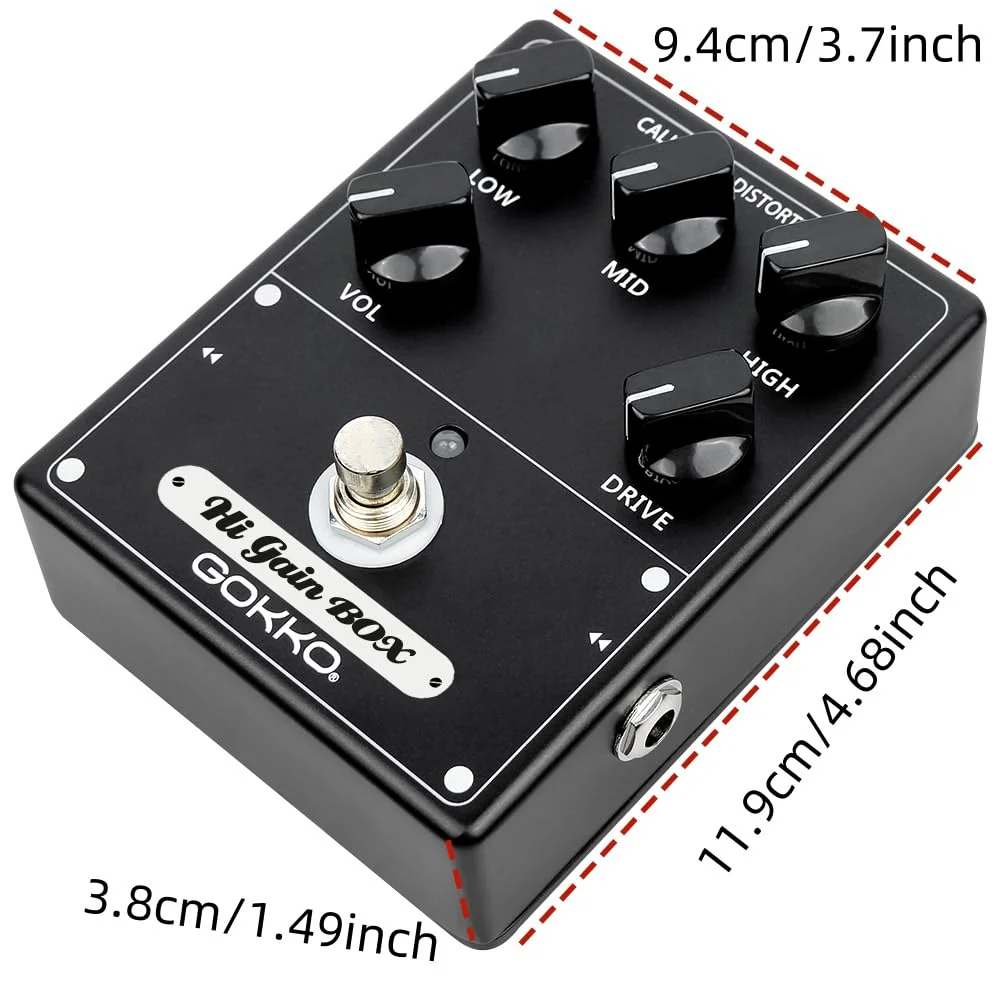 Hi-Gain Box Distortion Pedal - California Mesa Boogie Amp Simulation | 5 Control Knobs for Custom Tone Shaping | All-Analog Overdrive | 9V DC Power Supply - Image 4