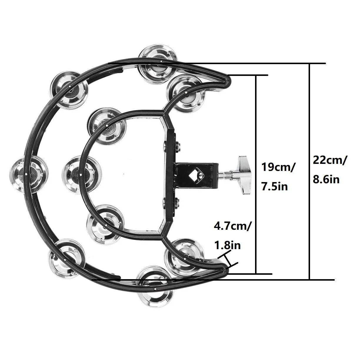 Hi Hat Tambourine Half Moon Drum Set Tambourine Mount Double Row Hi Hat Bells with Mounting Eye Bolt Tambourine for Drum Kit Percussion Accessories Red - Image 6