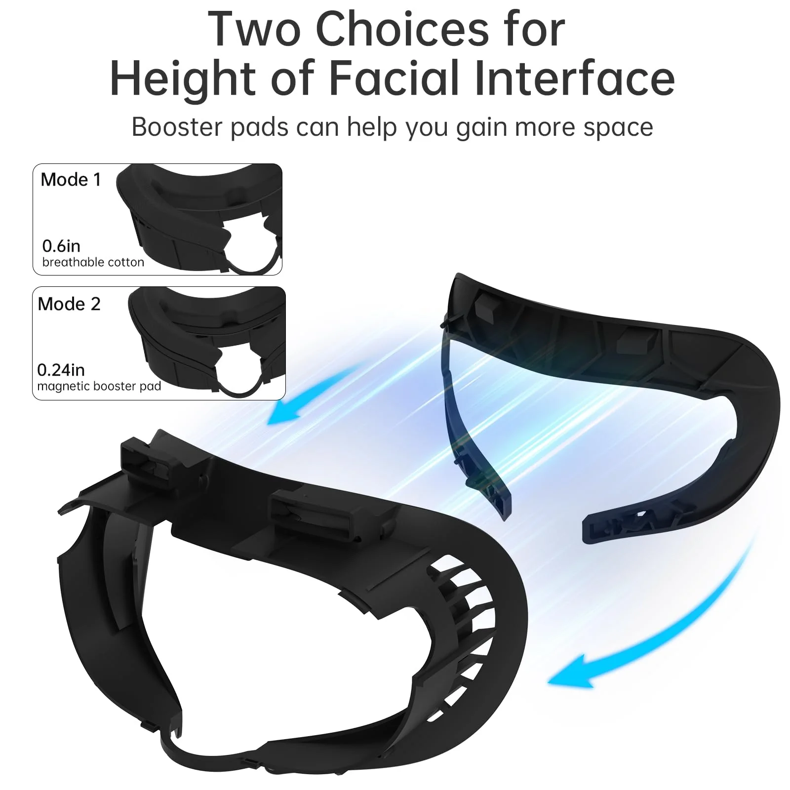 Hibloks Face Cover Pad Facial Interface Compatible with Meta/Oculus Quest 3 Accessories, Air-Circulation Design,Comes with soft breathable ice silk cotton and PU mask replacement pad(Fan Not Included) Quest 3 Face Cover - Image 3