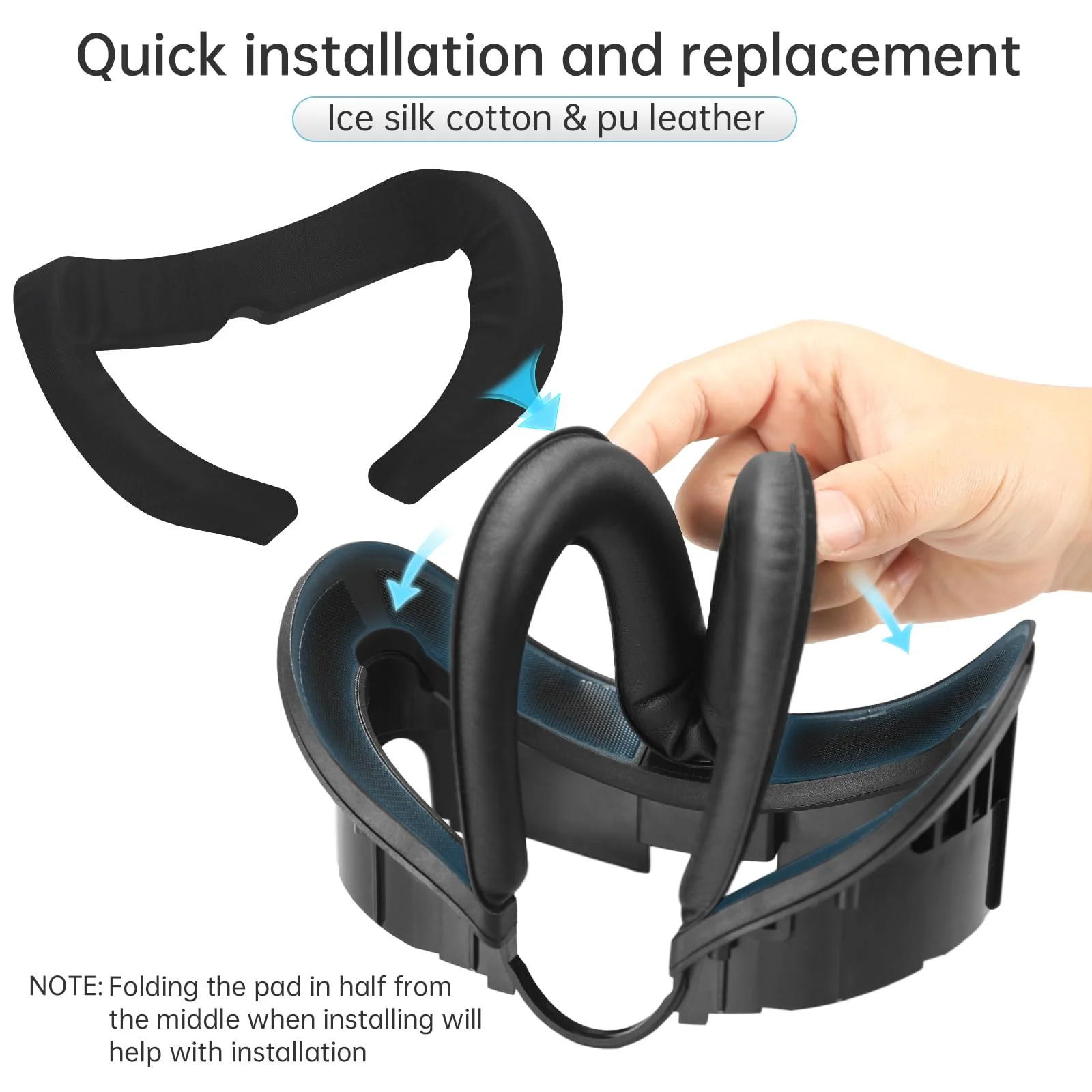 Hibloks Face Cover Pad Facial Interface Compatible with Meta/Oculus Quest 3 Accessories, Air-Circulation Design,Comes with soft breathable ice silk cotton and PU mask replacement pad(Fan Not Included) Quest 3 Face Cover - Image 5