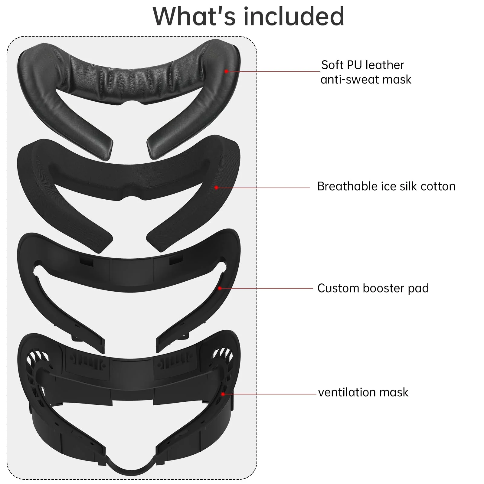 Hibloks Face Cover Pad Facial Interface Compatible with Meta/Oculus Quest 3 Accessories, Air-Circulation Design,Comes with soft breathable ice silk cotton and PU mask replacement pad(Fan Not Included) Quest 3 Face Cover - Image 6