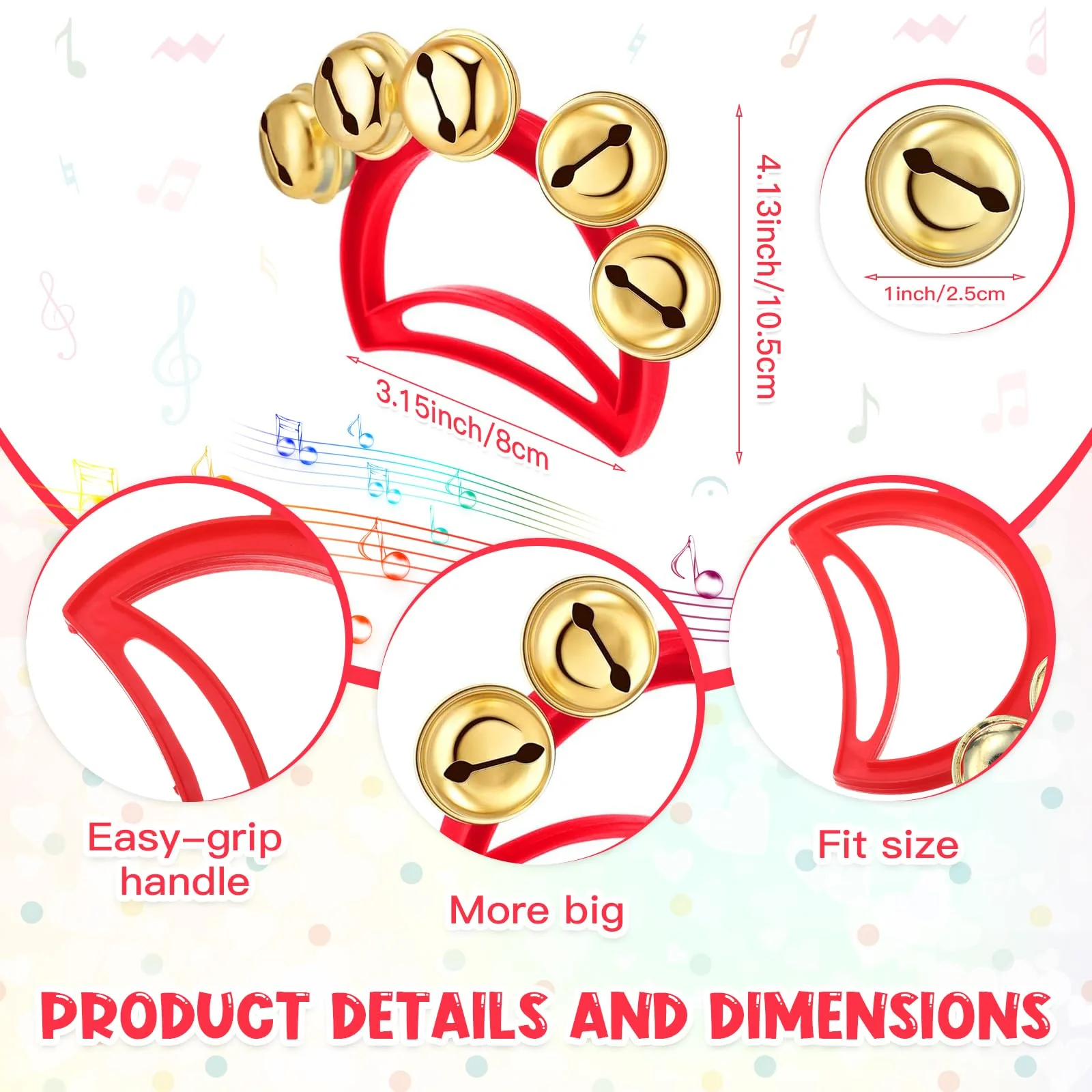 Hiboom 24 Pcs Christmas Hand Bells Jingle Bells Hand Held Noise Makers Party Favors Rhythm Musical Instruments for Adults Holiday Decoration - Image 2