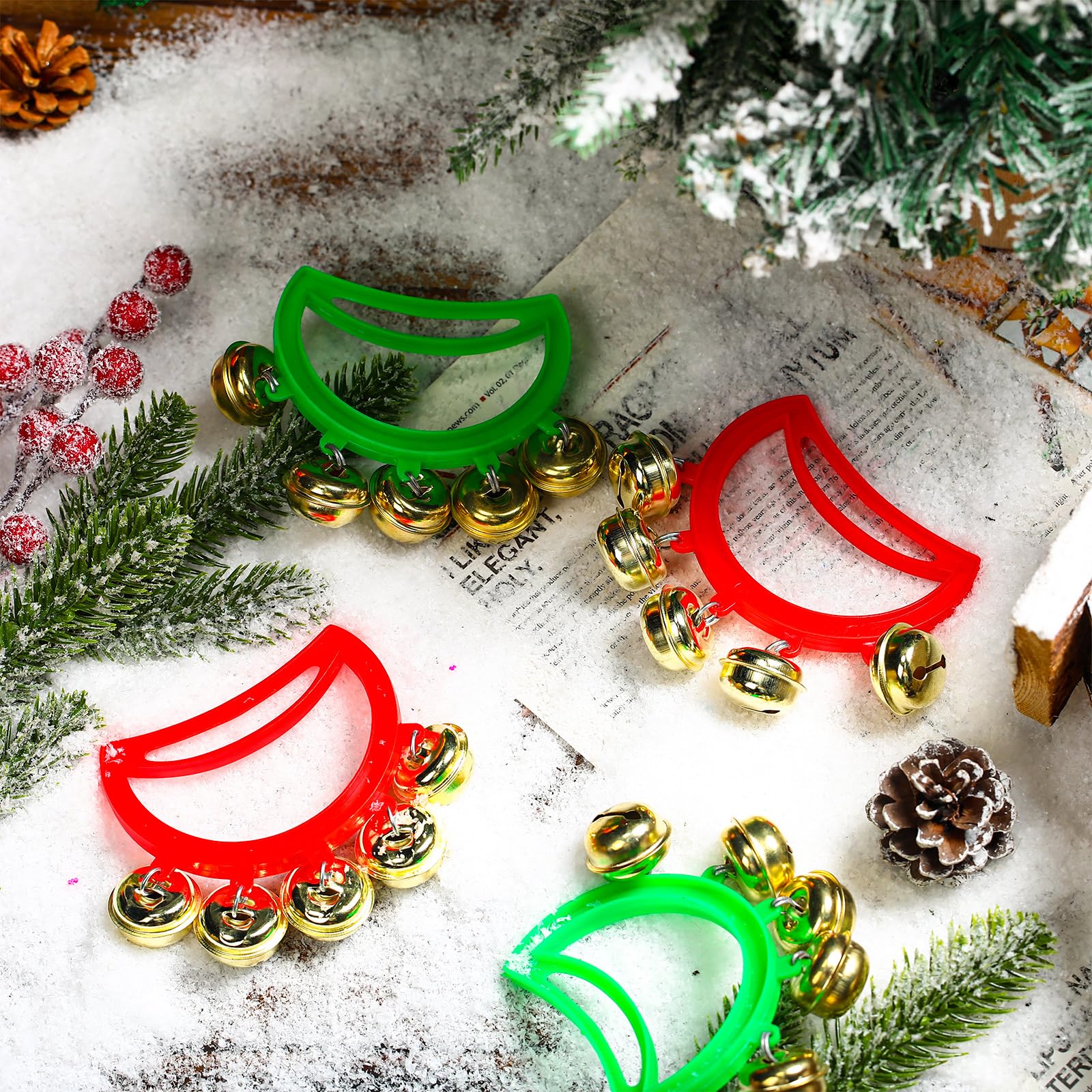 Hiboom 24 Pcs Christmas Hand Bells Jingle Bells Hand Held Noise Makers Party Favors Rhythm Musical Instruments for Adults Holiday Decoration - Image 3