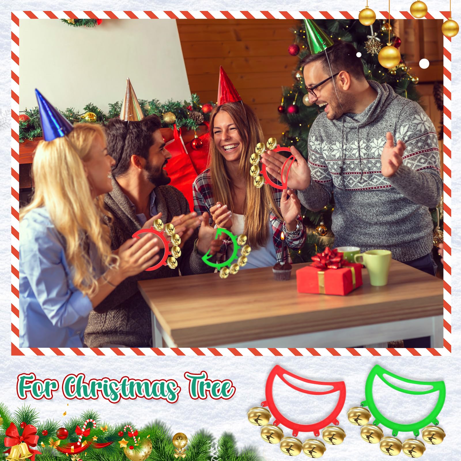 Hiboom 24 Pcs Christmas Hand Bells Jingle Bells Hand Held Noise Makers Party Favors Rhythm Musical Instruments for Adults Holiday Decoration - Image 4