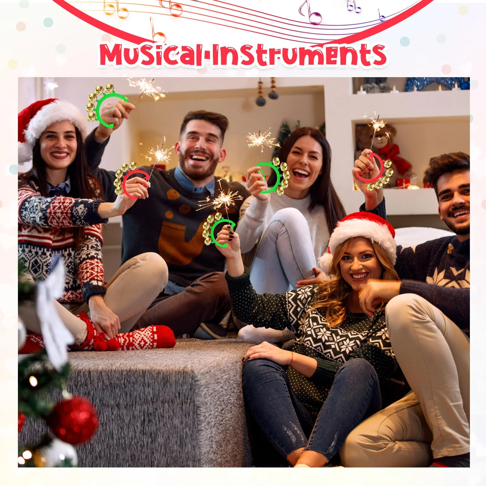 Hiboom 24 Pcs Christmas Hand Bells Jingle Bells Hand Held Noise Makers Party Favors Rhythm Musical Instruments for Adults Holiday Decoration - Image 5