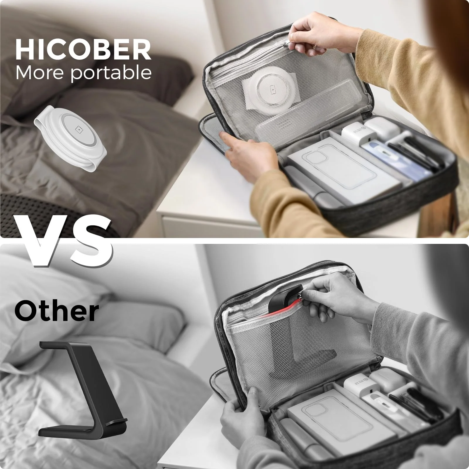Hicober 3 in 1 Wireless Charging Station for iPhone 15, Magnetic Foldable Travel Charger Station Stand 18W for iPhone 16 15 14 13 12 Pro/Max/Plus/Apple Watch All Series & Airpods White - Image 4