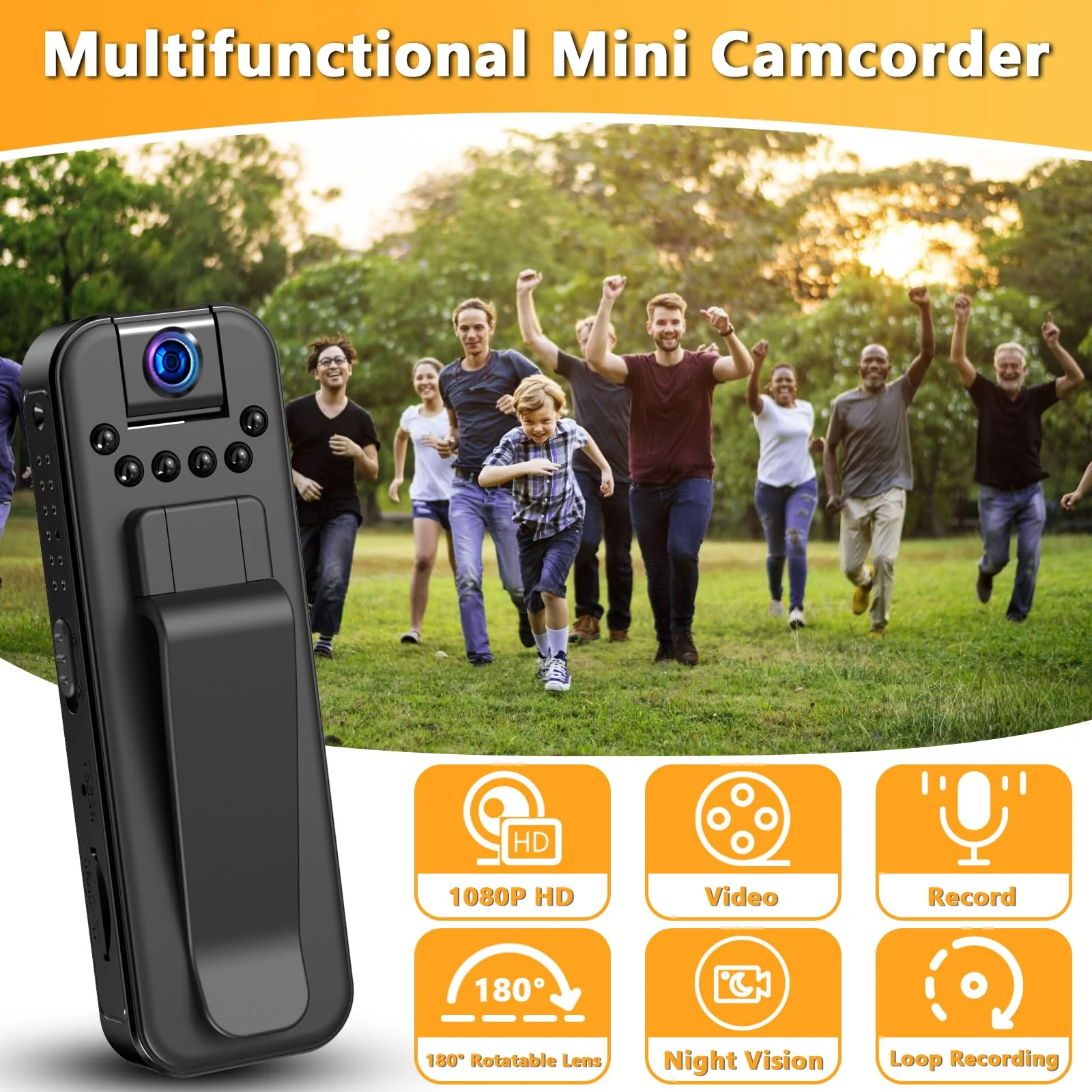 Hidden Body Camera HD 1080P Mini Body Cam with Night Vision Wearable Camcorder with 180° Rotatable Lens and Sturdy Clips Small Video Recorder for Security, Indoor, Outdoor - Image 2