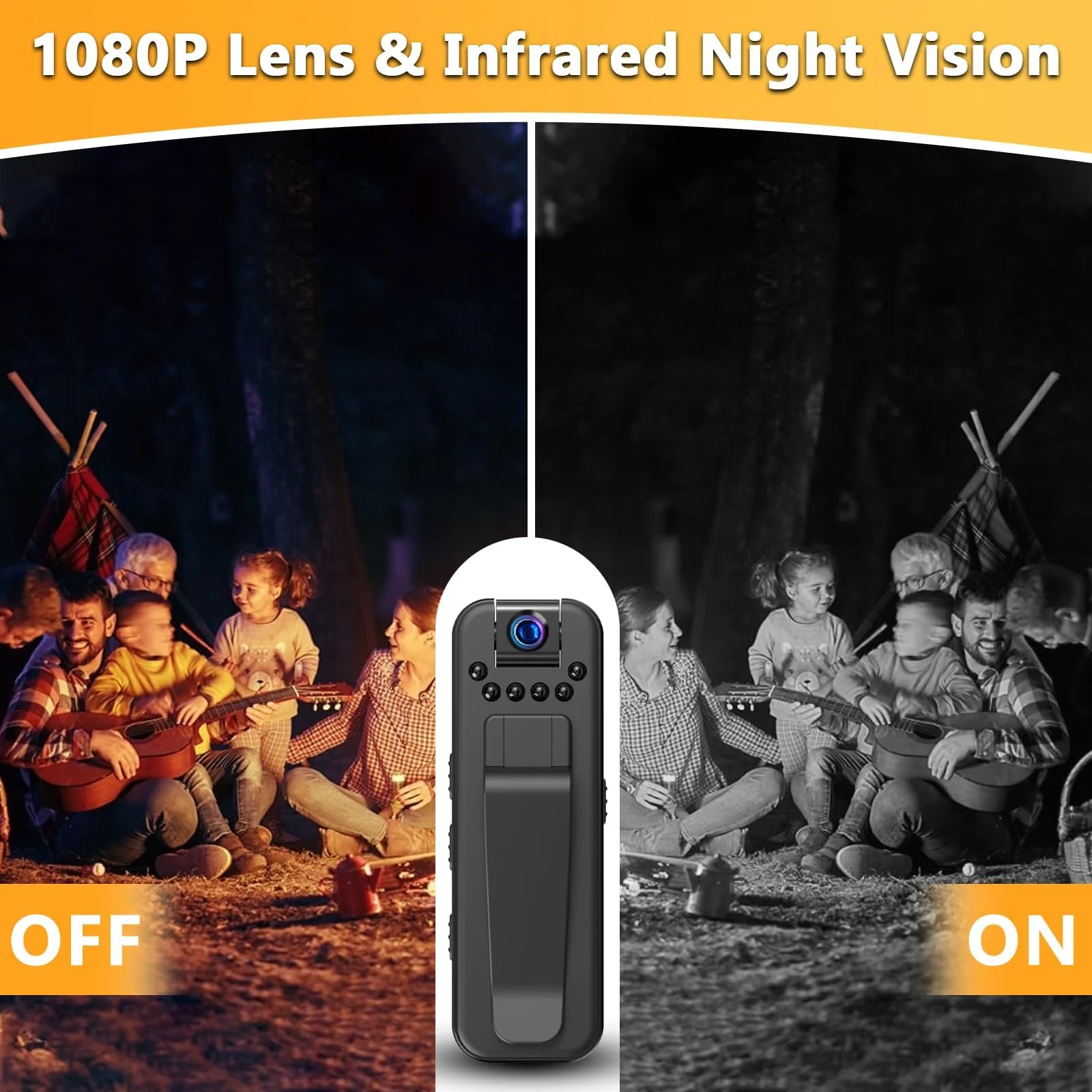 Hidden Body Camera HD 1080P Mini Body Cam with Night Vision Wearable Camcorder with 180° Rotatable Lens and Sturdy Clips Small Video Recorder for Security, Indoor, Outdoor - Image 5