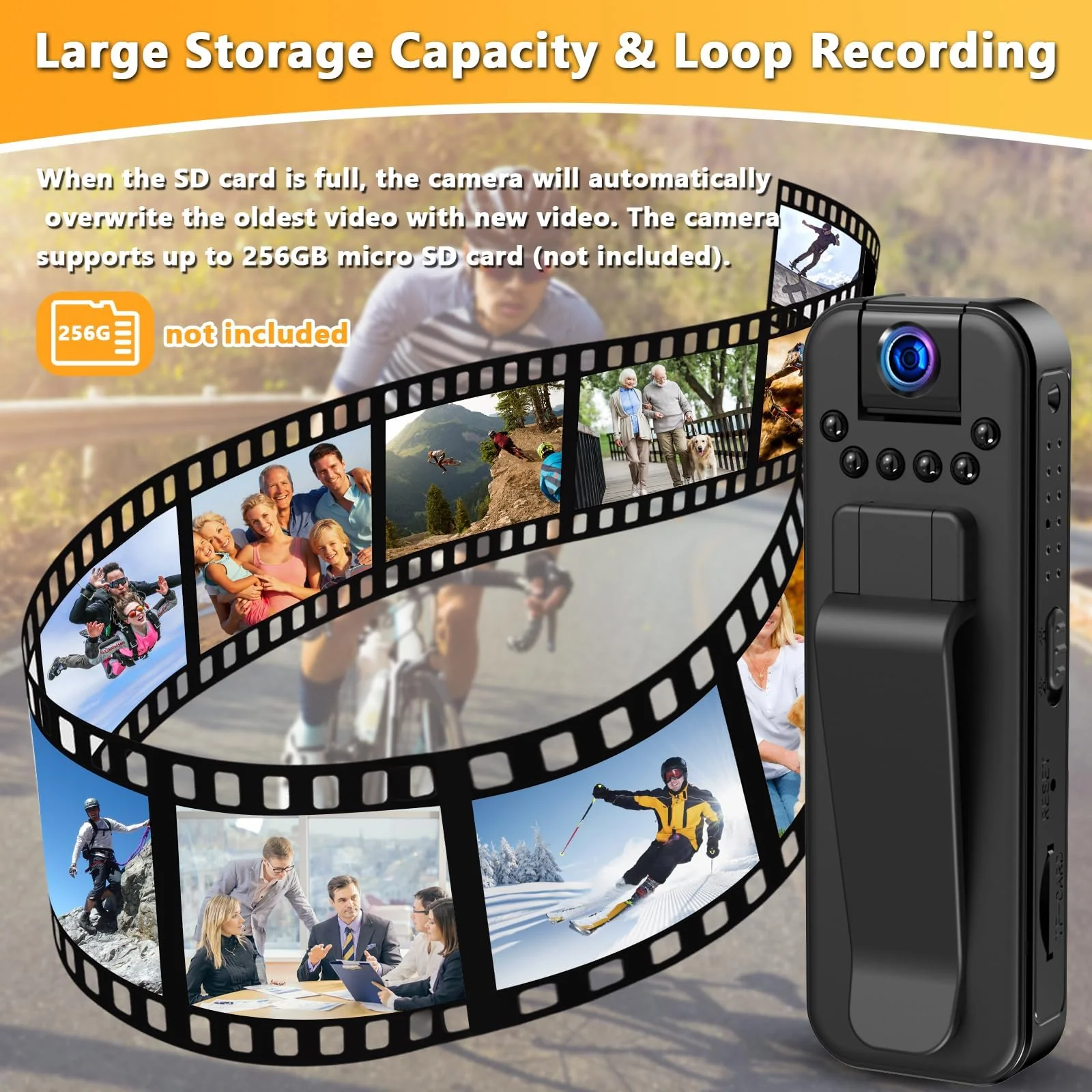 Hidden Body Camera HD 1080P Mini Body Cam with Night Vision Wearable Camcorder with 180° Rotatable Lens and Sturdy Clips Small Video Recorder for Security, Indoor, Outdoor - Image 6