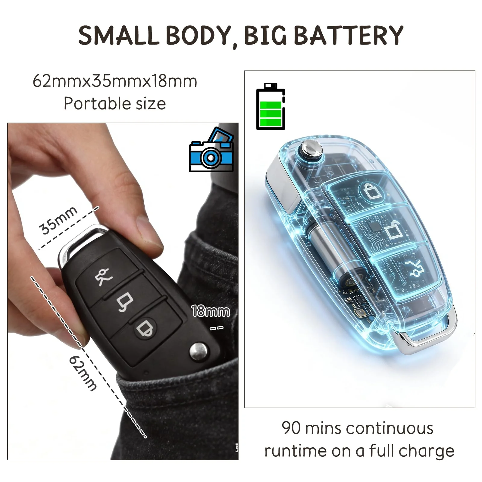 Hidden Camera Body Camera with 32GB SD Card - No WiFi Needed 1080P FHD Portable Spy Nanny Body Cam - Car Key Cameras - No Audio - Image 6