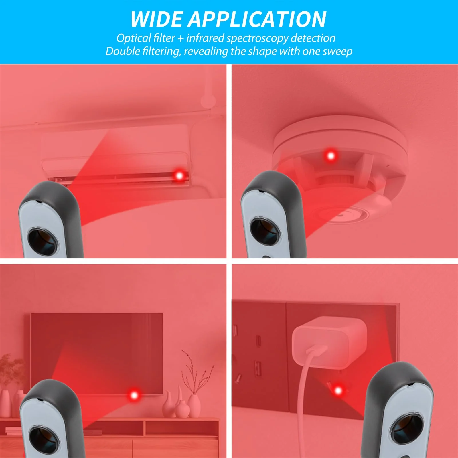 Hidden Camera Detector, 3-in-1 Bug Detector with Vibration Alarm and LED Torch, Anti-Spy Infrared Scanner, Hidden Cameras Detection, Hidden Camera Detector Anti-Spy for Hotel (Black) Black - Image 5