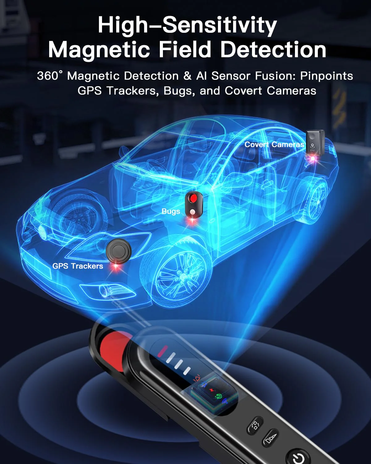 Hidden Camera Detector, Anti-Spy Camera Finder, RF Signal & WiFi Scanner, GPS Tracker & Bug Detector, 6 Modes Portable Privacy Protector for Travel, Hotel, Car, Bathroom– Spy Device Detection Pen - Image 5