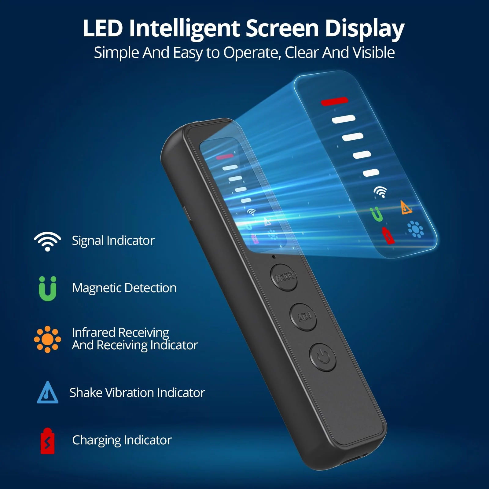 Hidden Camera Detector, Spy Camera Detectors - AI-Powered Anti-Spy Device, GPS Tracker & Bug Detector, Portable RF Signal Scanner for Hotels, Travel, Home & Office, 5-Level Sensitivity Black - Image 2