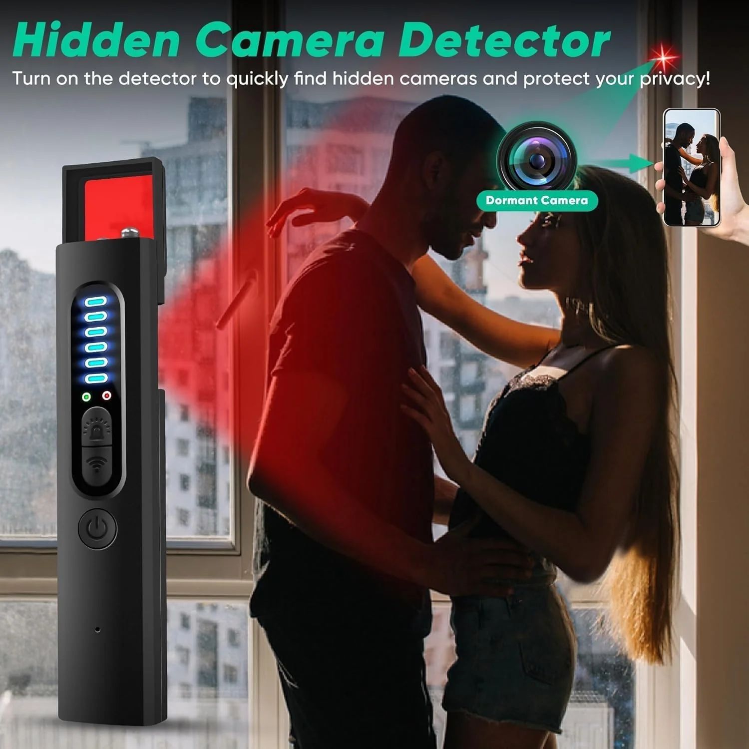 Hidden Camera Detectors and Bug Detector, Anti-Spy Camera Finder Detector, GPS Hidden Camera Detector, Tracking Device Detector, Camera Detector for Hotels, Home, Office (Black) - Image 3