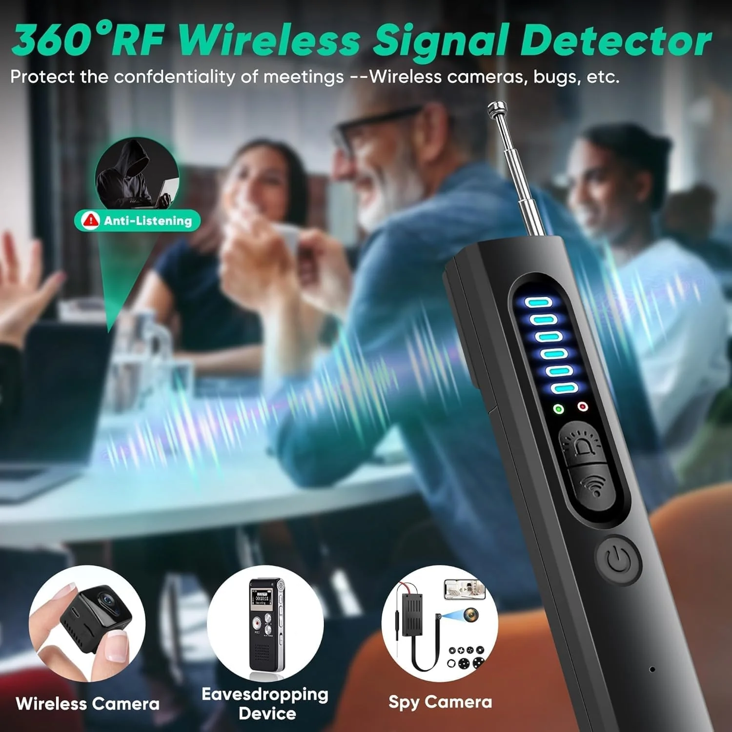 Hidden Camera Detectors and Bug Detector, Anti-Spy Camera Finder Detector, GPS Hidden Camera Detector, Tracking Device Detector, Camera Detector for Hotels, Home, Office (Black) - Image 6