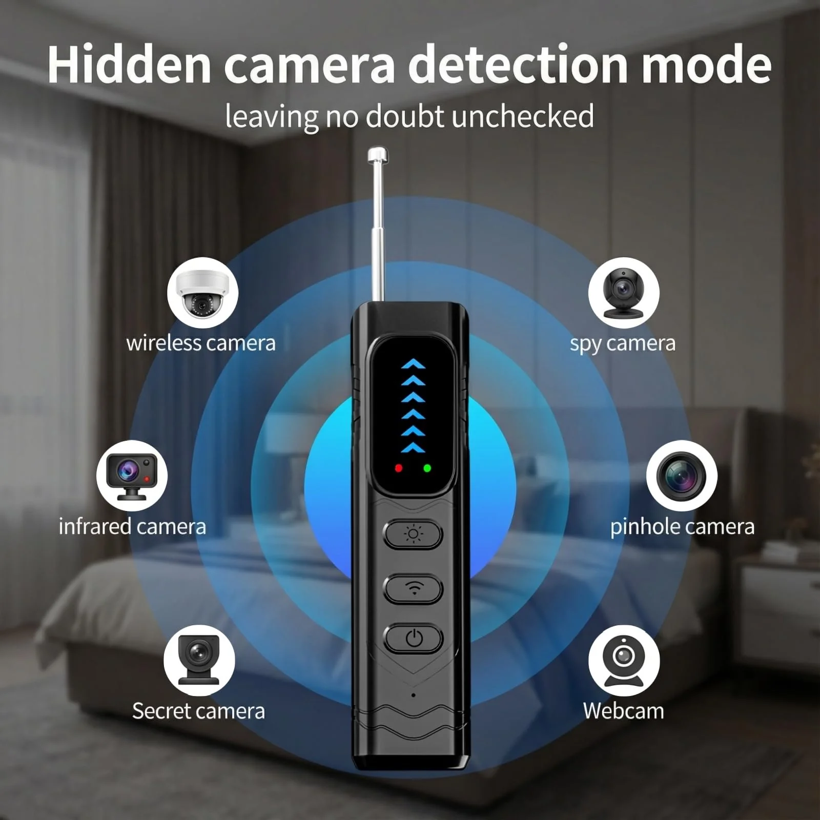 Hidden Camera Detectors,Anti-Spying Device,Portable GPS Tracker Detector and Bug Sweeper Device,Wireless Signal and RF Scanner,Hidden Camera Finder for Travel,Hotels,Home,Office,Car - Image 4