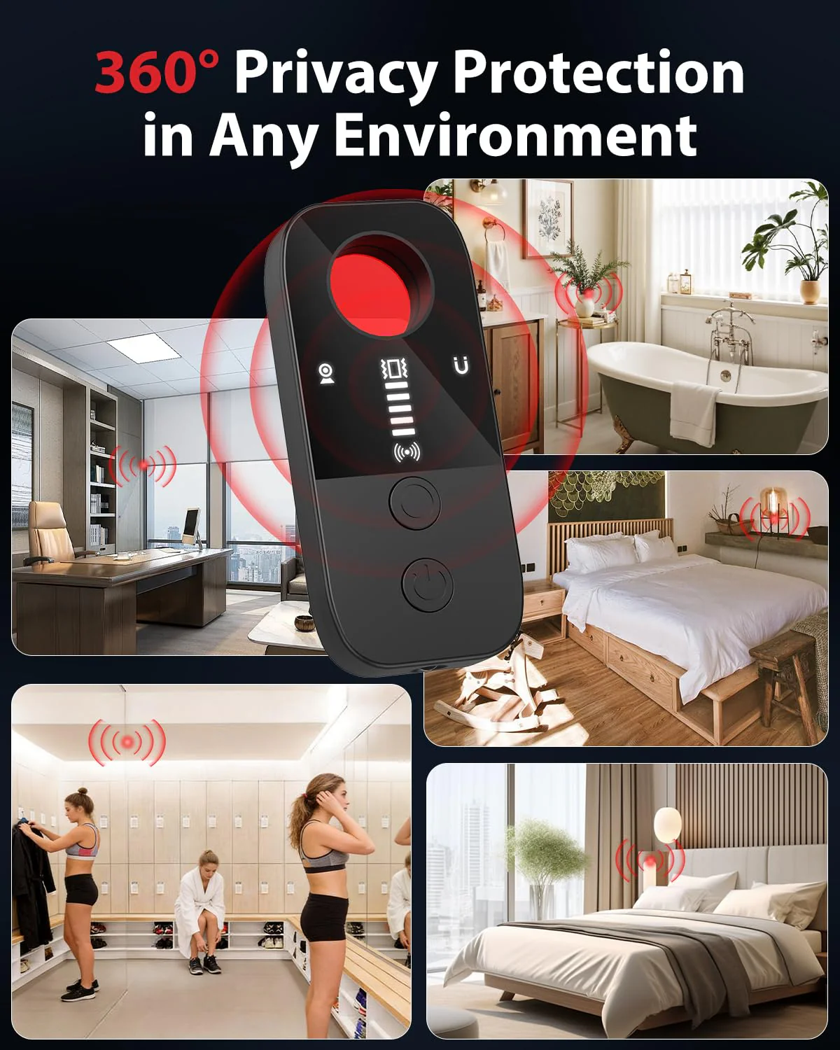 Hidden Camera Detectors & Bug Detector, 2026 Upgraded Spy Camera Finder with 7 Modes | Detects RF Signals & GPS Trackers for Hotel, Office, Bathroom & Car | Portable with 720-Hour Battery Black - Image 2