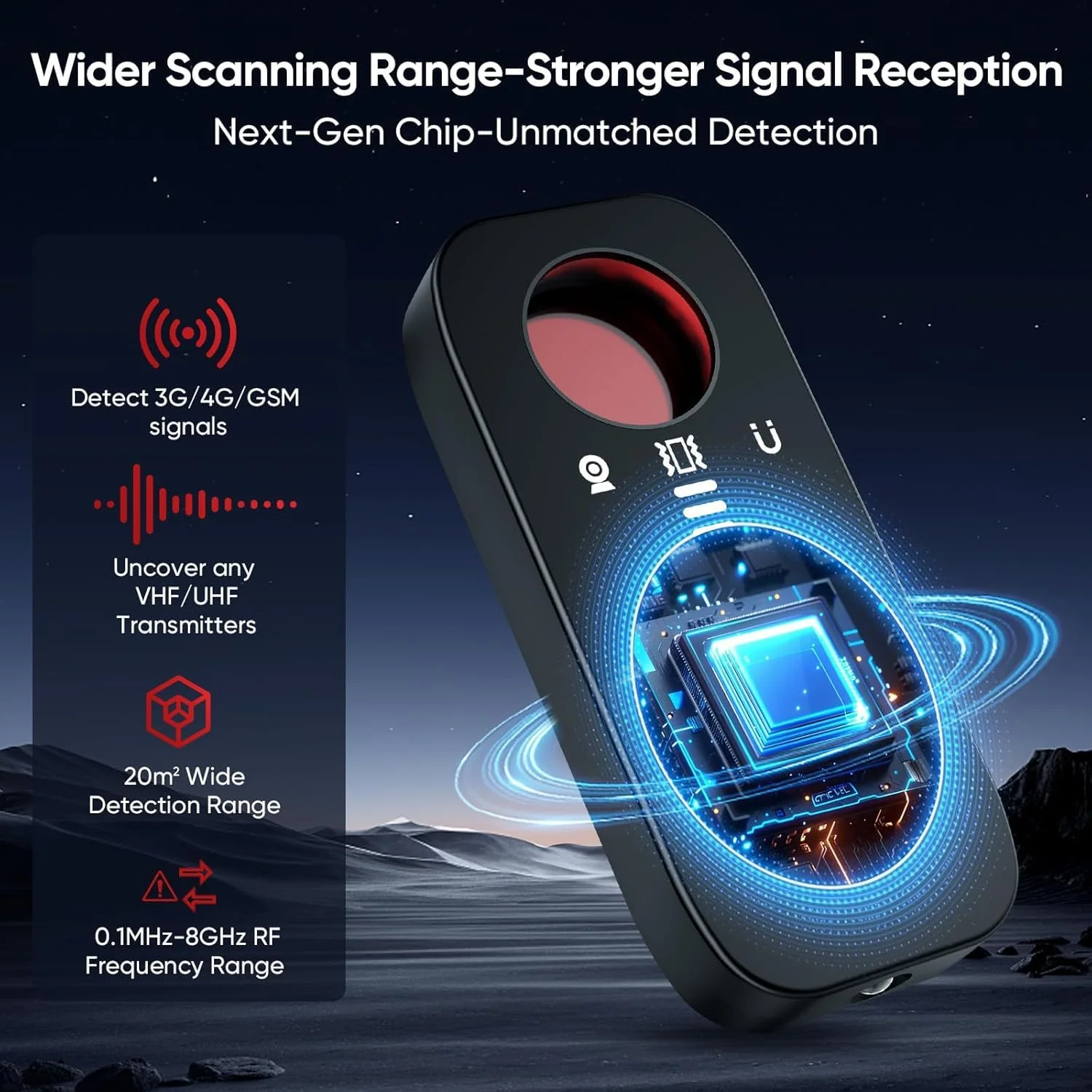 Hidden Camera Detectors & Bug Detector, 2026 Upgraded Spy Camera Finder with 7 Modes | Detects RF Signals & GPS Trackers for Hotel, Office, Bathroom & Car | Portable with 720-Hour Battery Black - Image 4