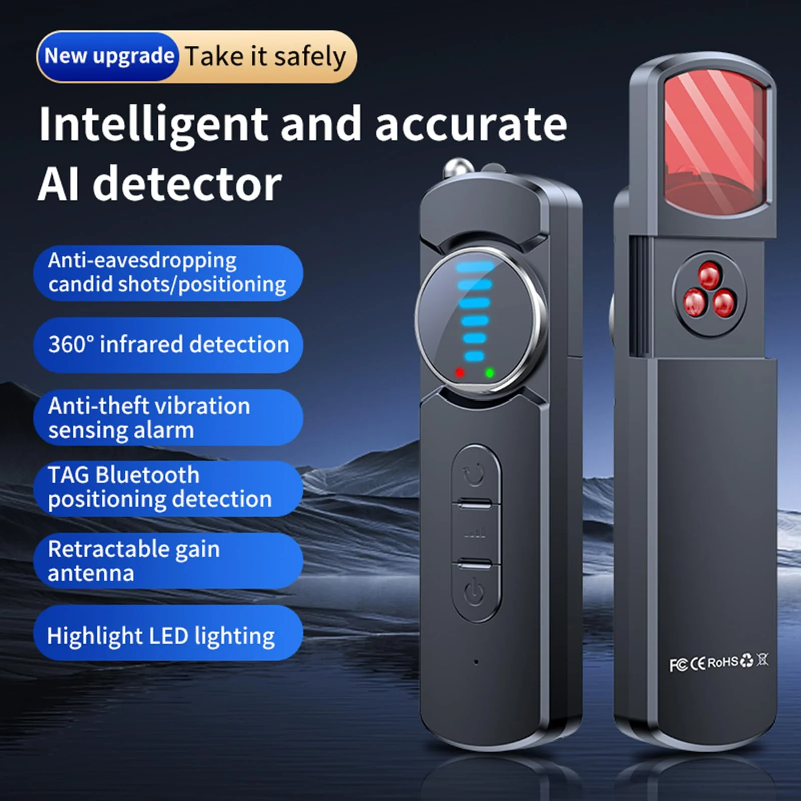 Hidden Camera Detectors, Portable Anti-Spy Device,Privacy pen,RF Signal Scanner, GPS Tracker & Bug Detector with Anti-Theft Alarm Mode for Hotels, Travel, Home & Office Privacy Protection Tool - Image 2