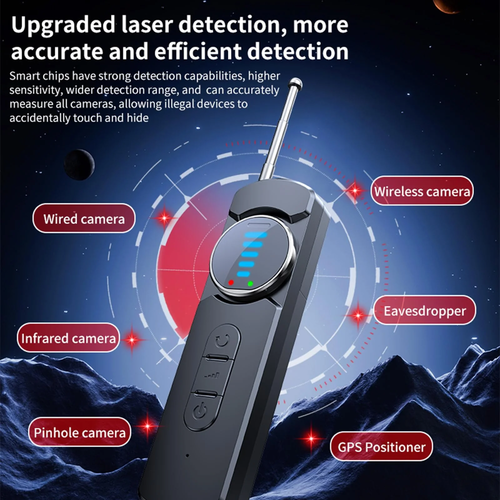 Hidden Camera Detectors, Portable Anti-Spy Device,Privacy pen,RF Signal Scanner, GPS Tracker & Bug Detector with Anti-Theft Alarm Mode for Hotels, Travel, Home & Office Privacy Protection Tool - Image 4