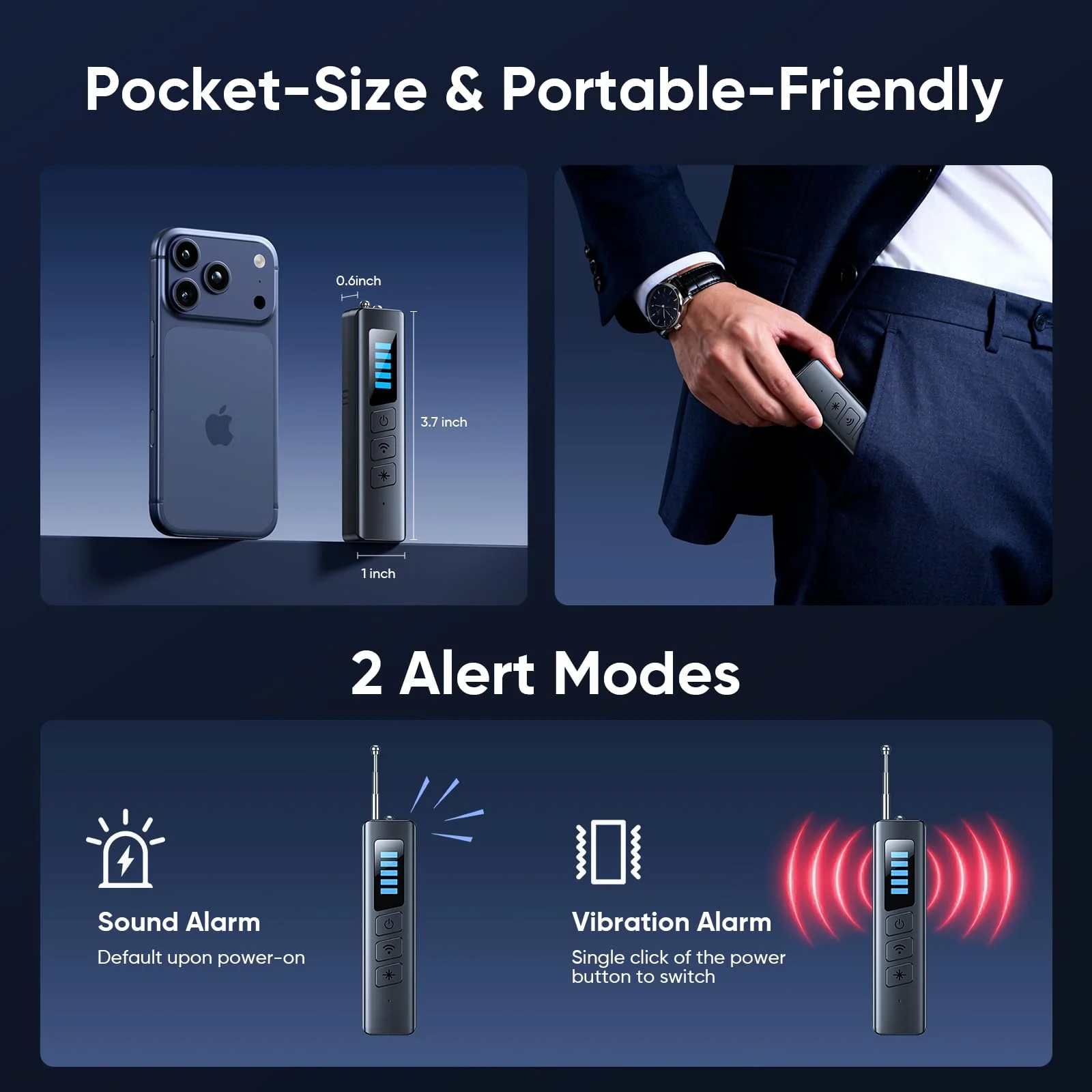 Hidden Camera Detectors, Spy Camera Detector with RF Signal & Infrared Detection for Wireless Cameras, GPS Trackers, Privacy Protection, Portable Travel Safety Tool - Image 7