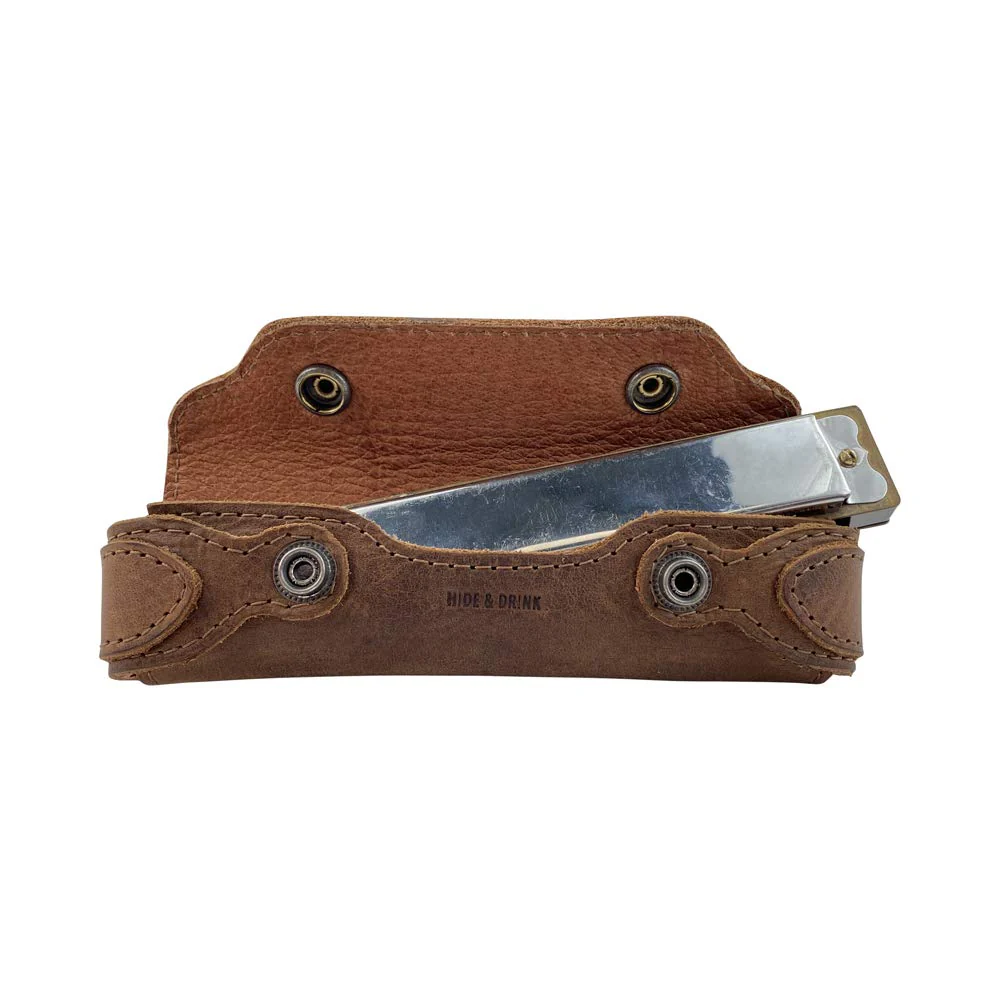 Hide & Drink, Harmonica Leather Case, Vintage Style, Instrument Protector, Musician Accessories, Handmade :: Bourbon Brown - Image 4