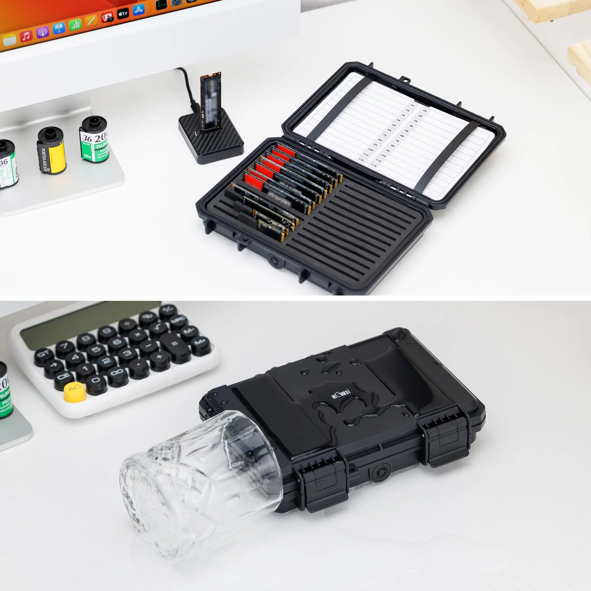High Capacity 24 Slots M.2 2280 2260 2242 2240 2230 Case, Sturdy M.2 NVMe SSD Card Case with Label & Notepaper, Water-Resistant & Shockproof M.2 2280 SSD Holder Vertical Style M.2 Drive Organizer Box for 24 M.2 SSDs - Image 6