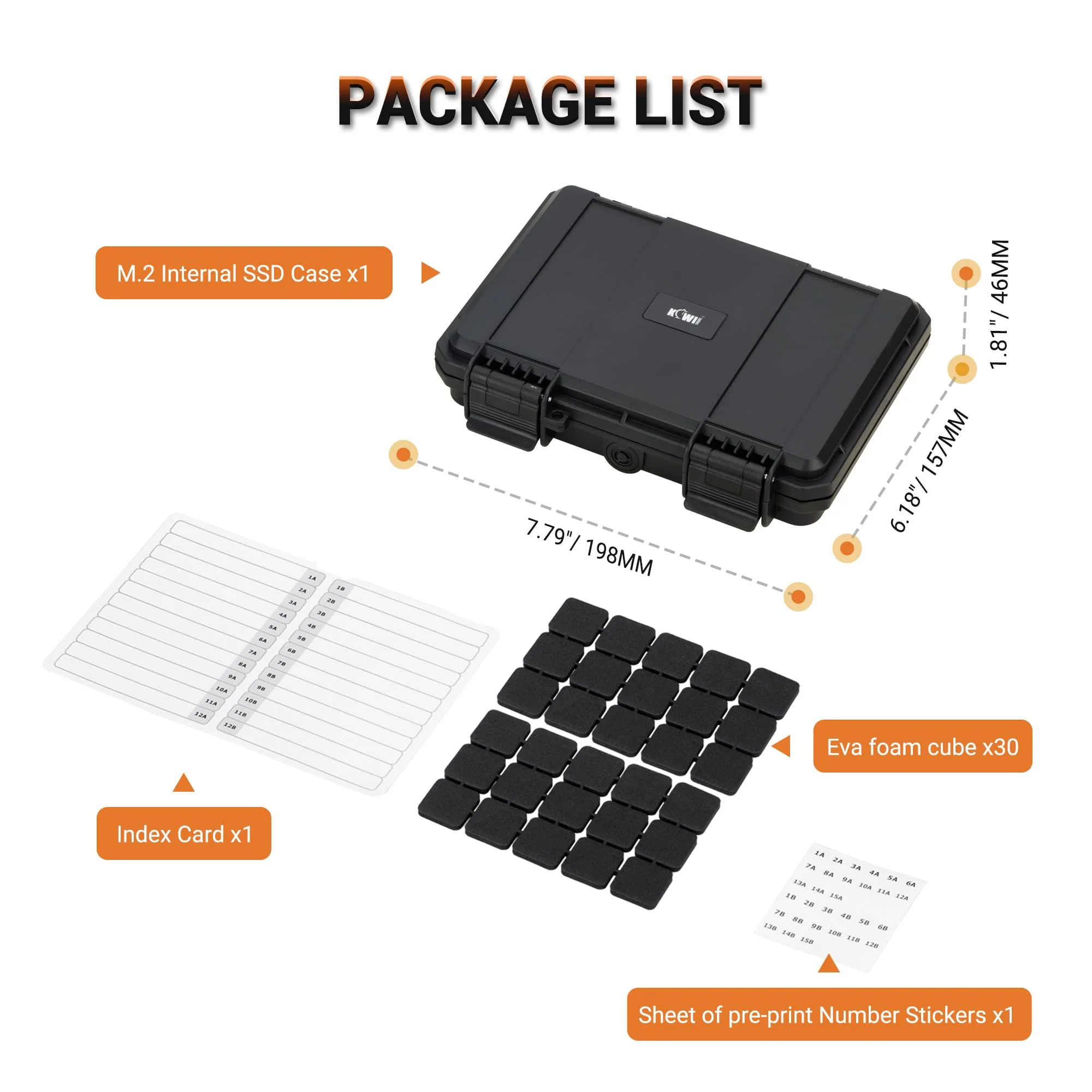 High Capacity 24 Slots M.2 2280 2260 2242 2240 2230 Case, Sturdy M.2 NVMe SSD Card Case with Label & Notepaper, Water-Resistant & Shockproof M.2 2280 SSD Holder Vertical Style M.2 Drive Organizer Box for 24 M.2 SSDs - Image 9