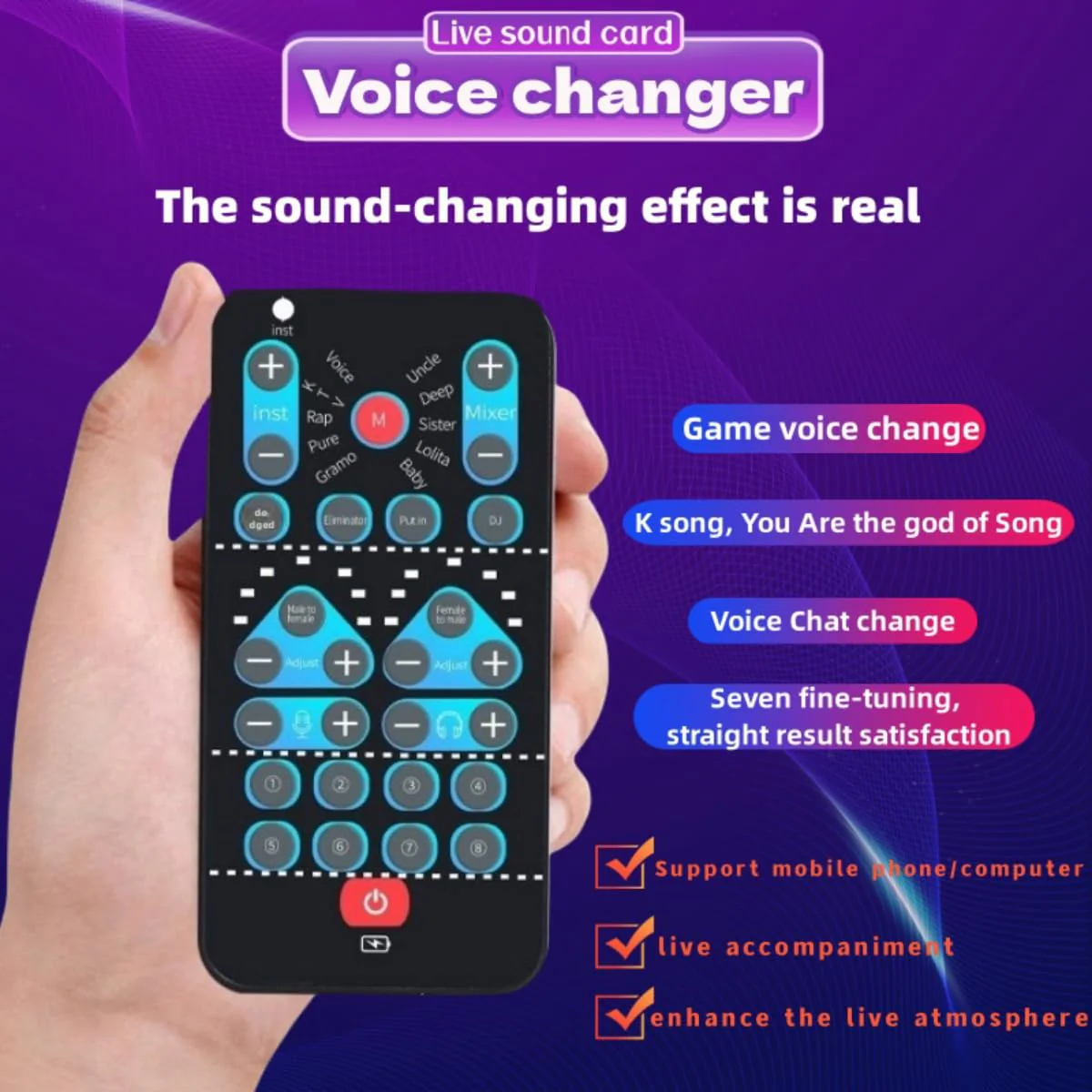 High-Definition Portable Voice Changer Sound Card with Real-Time Transformation, Ideal for Streaming, Gaming, and Entertainment Scenarios (M10-for PC) M10-for PC - Image 4