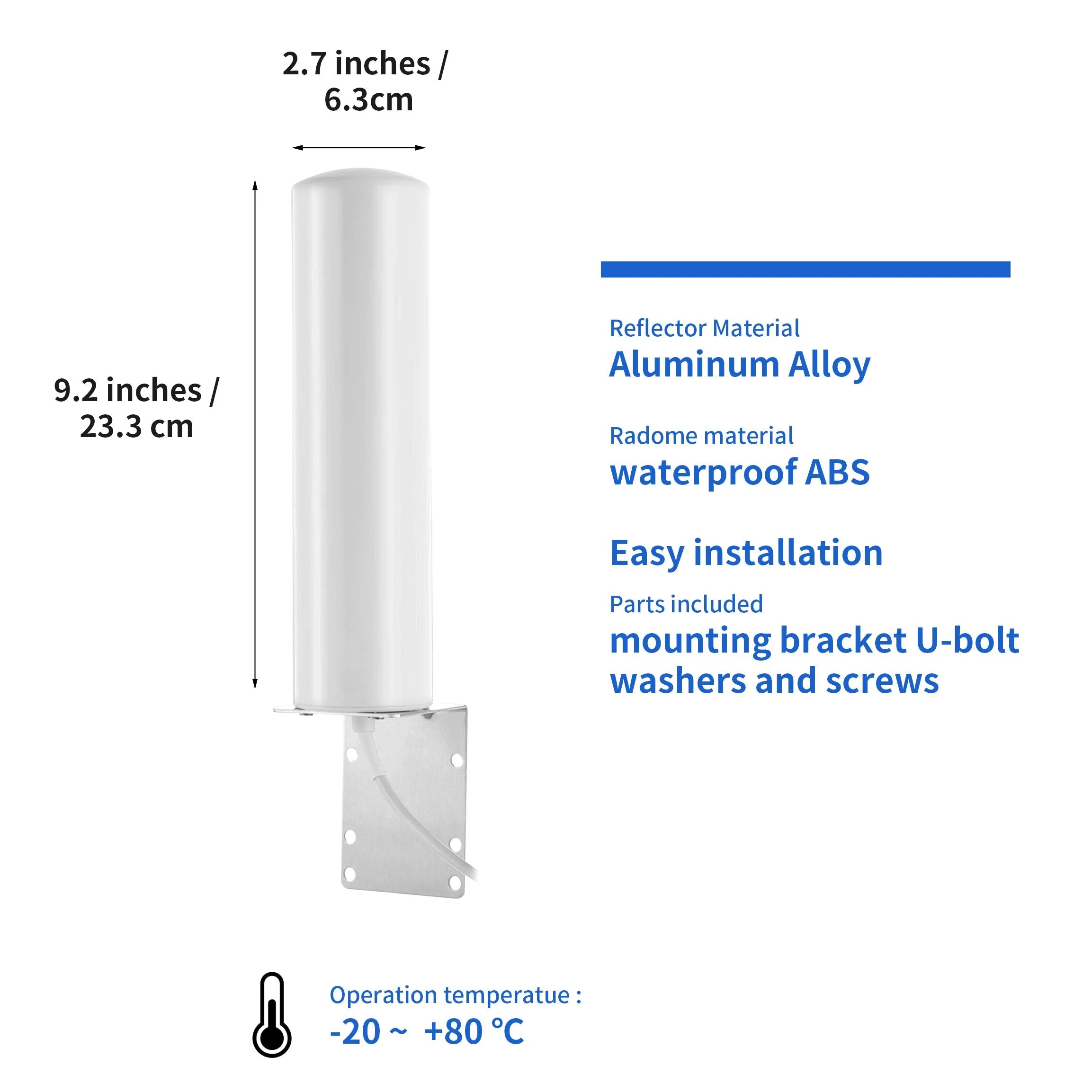 High Gain 10-12dBi Dual SMA Male 698-2700 MHz 3G/4G LTE Omni-Directional Outdoor Pole/Wall Mount Antenna for Mobile Cell Phone Cellular 4G LTE Router Modem Gateway - Image 3