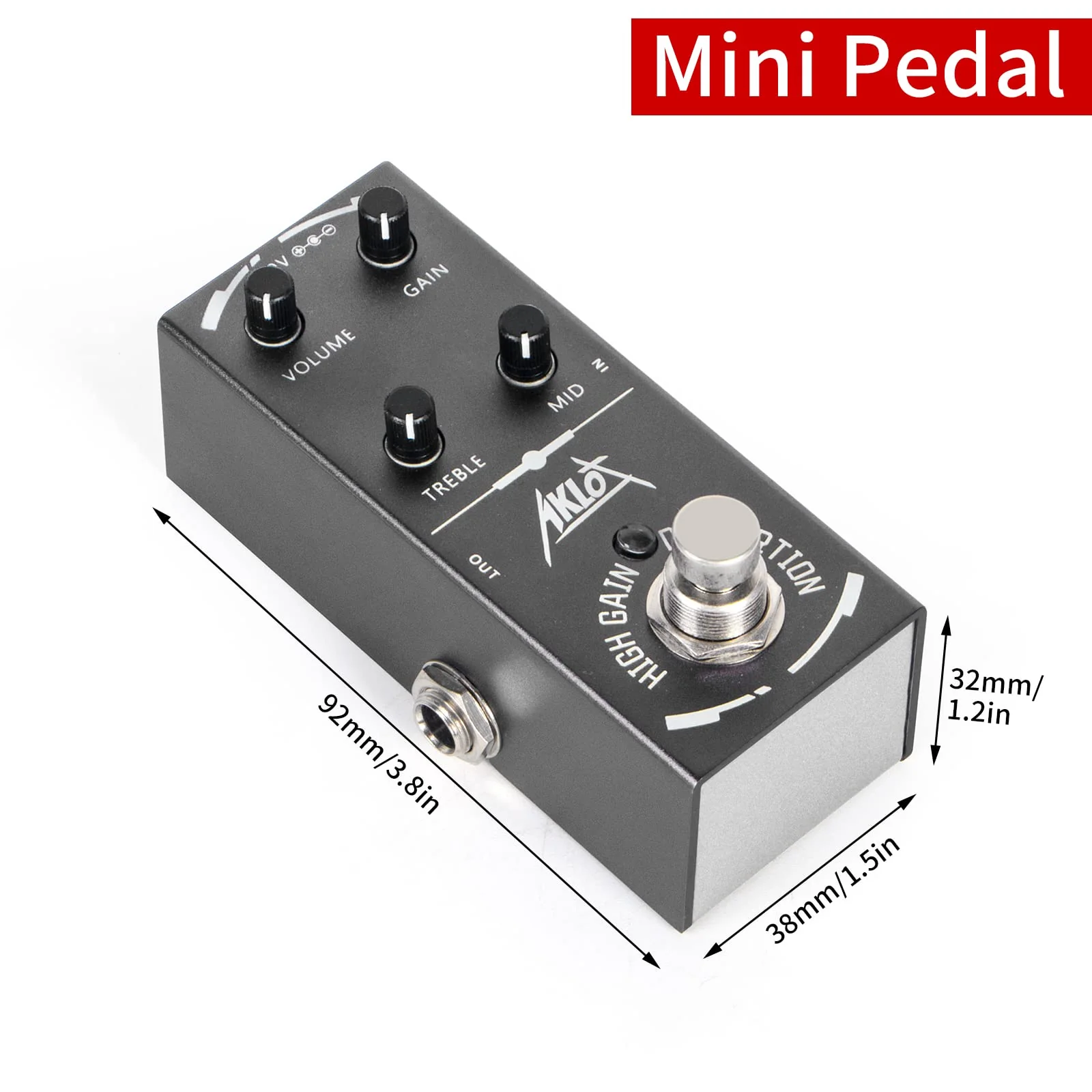 High Gain Distortion Guitar Pedal, AKLOT Electric Effects Pedals Mini Single Type DC 9V True Bypass High Gain Distortion - Image 2
