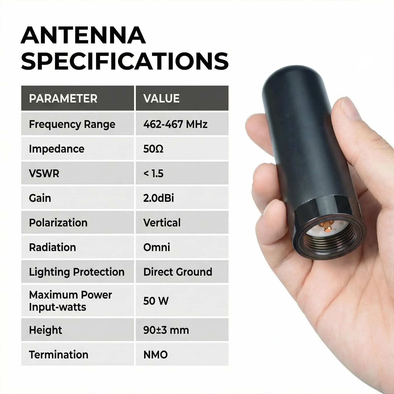 High Gain GMRS Antenna NMO Mount, UHF 462-467Mhz 3.5” Antenna NMO Connection for BaoFeng Retevis Midland Car Truck Ham Amateur Mobile Two Way Radio Marine Boat Radio - Image 2