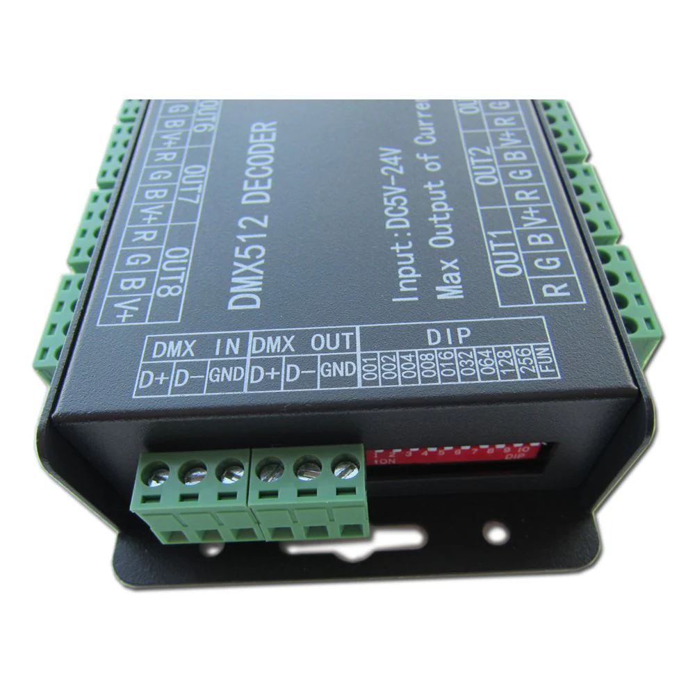 High Power 24 Channel RGB 3A/CH DMX512 Controller Led Decoder Dimmer 500Hz Flicker Free Smoother Dimming DMX Signal Indicator Flashes Function DC 5V-24V - Image 6