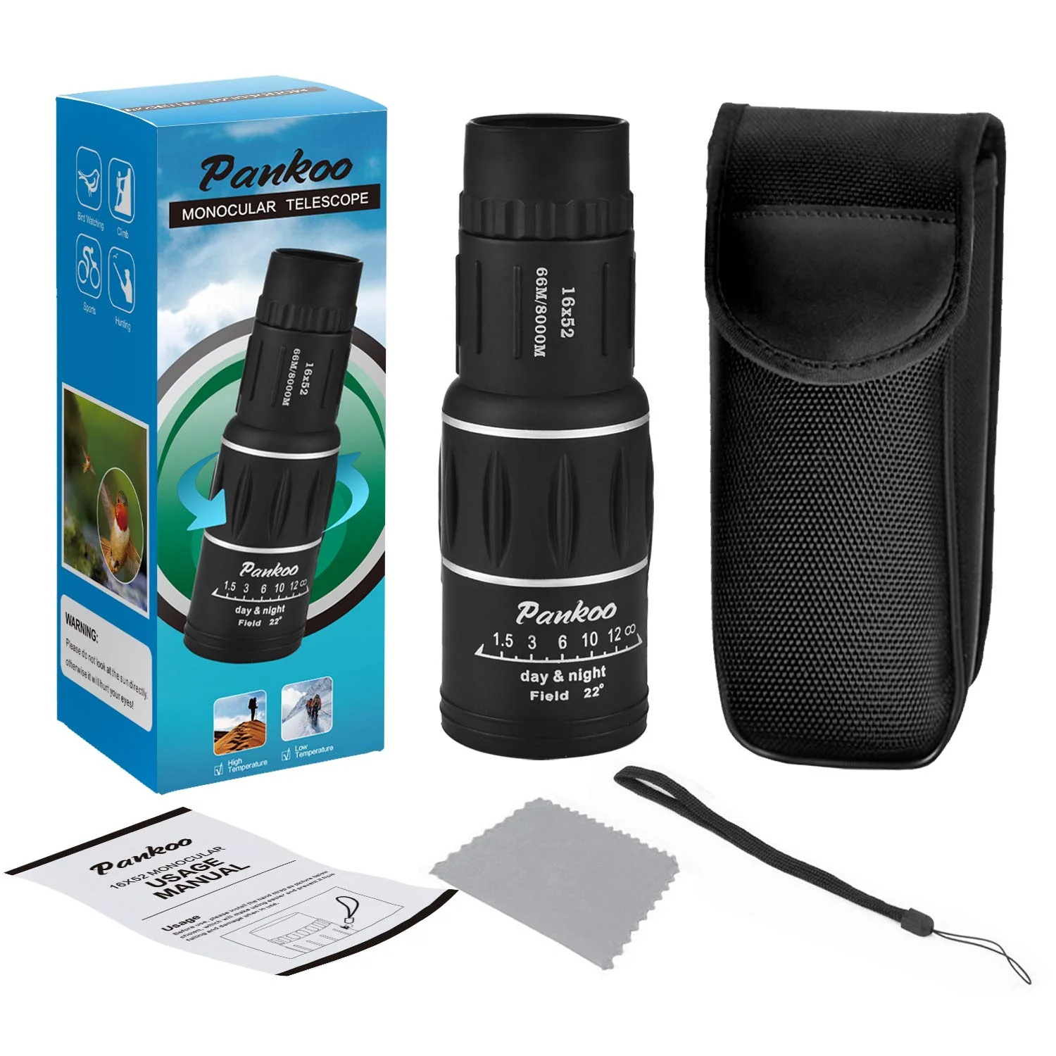 High Powered 16X52 Monocular Telescope for Adults - 2025 Power Prism, Compact HD Scope, Suitable for Gifts, Outdoor Activities, Concert, Travelling & Bird Watching 16xmonocular - Image 7