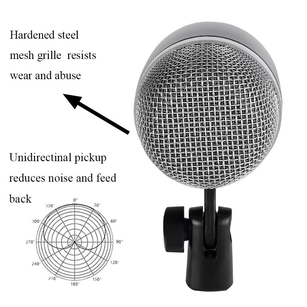 High Sensitivity Kick Drum Microphone with Dynamic Pick Up Pattern,Swivel Adjustable Tom Microphone with Durable Steel Mesh Grille - Image 4
