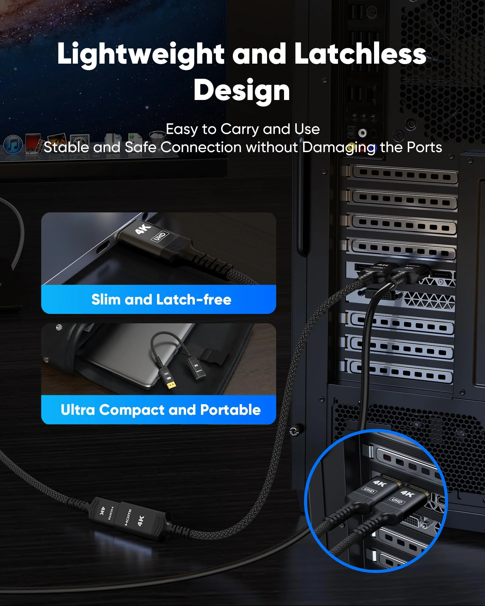 Highwings 4K DisplayPort to HDMI Adapter, Uni-Directional DP to HDMI Adapter Converter Cable Male to Female, HDMI Abapter Compatible with Laptop Desktop HDTV Monitor Projector, Black, Passive 4K-1 Pack - Image 8