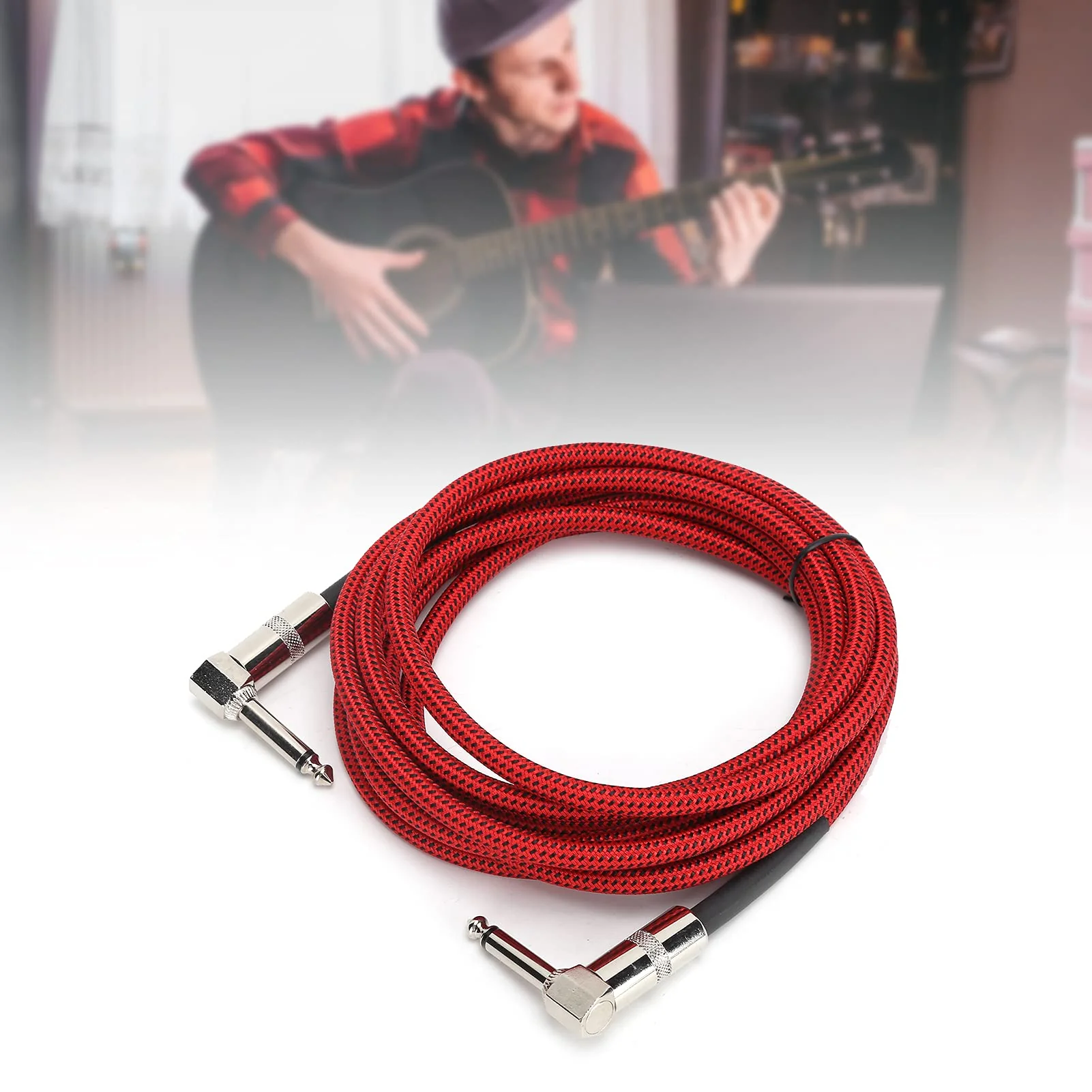 Hilitand Guitar Cable - 6.35MM Male Head Audio Guitar Cable 10ft Electric Guitar Amplifier Cord - Right Angle to Right Angle 1/4 Inch Instrument Cable Guitar Amp Cable(red) - Image 6