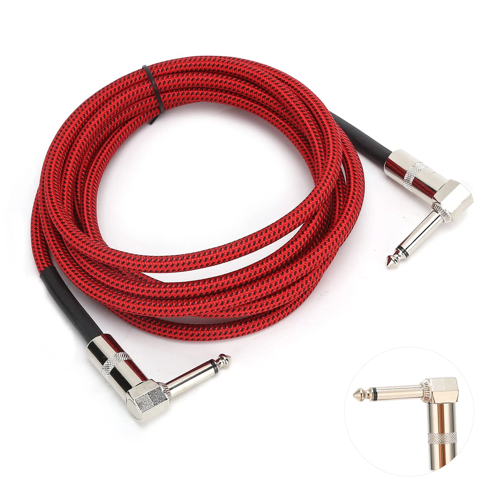 Hilitand Guitar Cable - 6.35MM Male Head Audio Guitar Cable 10ft Electric Guitar Amplifier Cord - Right Angle to Right Angle 1/4 Inch Instrument Cable Guitar Amp Cable(red) - Image 8