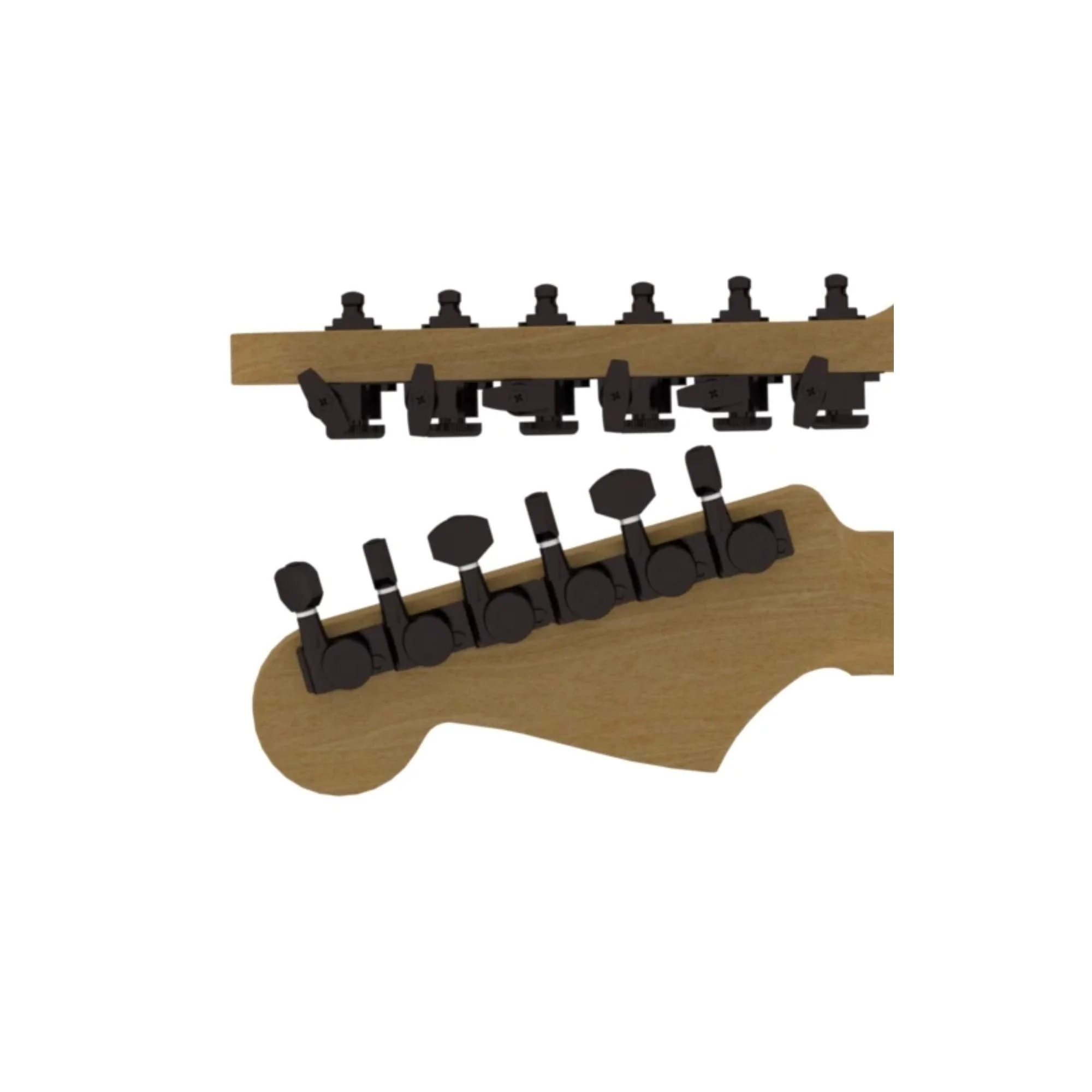 Hipshot Grip-Lock Vintage 6 Inline Bass Side Staggered Closed 8.5mm Tuners with Universal Mounting Plate, Black - Image 2