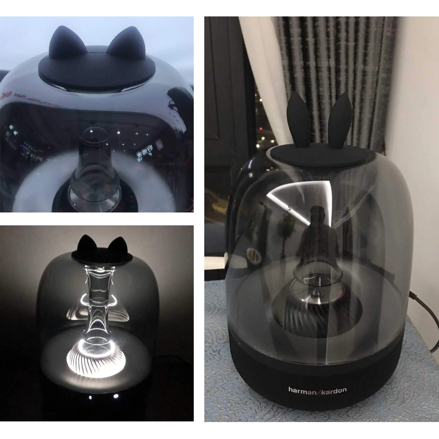 HK Aura Studio 4 Speaker Anti-dust Cover - Silicone Lip for Harman Kardon Soundsticks 2, 3, 4 and Aura Studio 1, 2, 3, 4 Bluetooth Transparent Speaker System (Cat Black) - Image 6