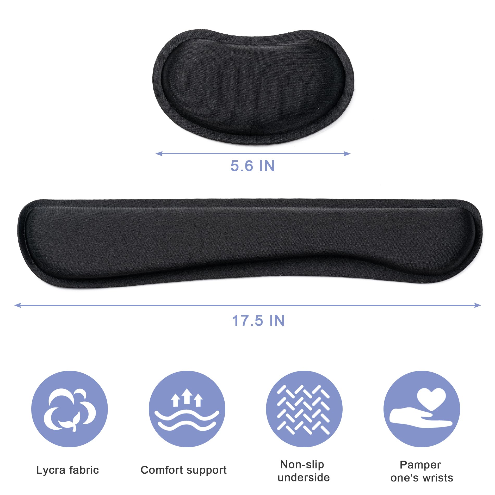 Hoewina Keyboard Wrist Rest,Ergonomic Wrist Rest,Superfine Fabric and Gel Memory Foam Wrist Pad for Computer Keyboard for Easy Typing & Pain Relief, Suitable for Office, Family, Outdoor, Black - Image 2