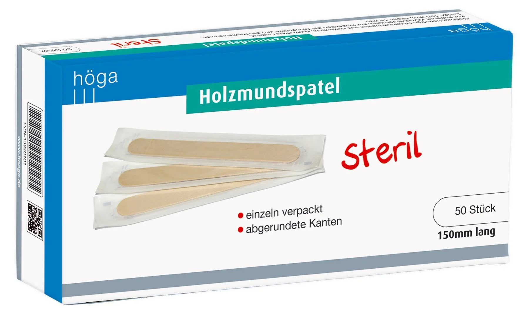 Höga Wooden Mouth Depressor, Sterile, 150 mm Long, Pack of 50 - Image 2