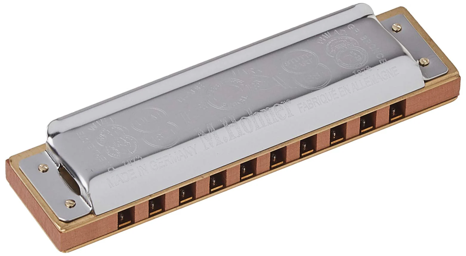 Hohner 1896BX Marine Band Tuned to Key of C Harmonica with 0.9mm Brass Reedplates, Single Laquered Pearwood Comb, and Arched Stainless Steel Covers - Image 2